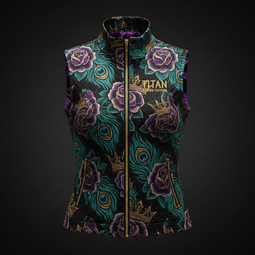 TITAN Women's Vest Jacket - Crown Edition tattoo-style artwork