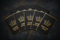 TITAN Motivational Greeting Cards 5-Pack — Black & Gold Crown Edition cards fanned out