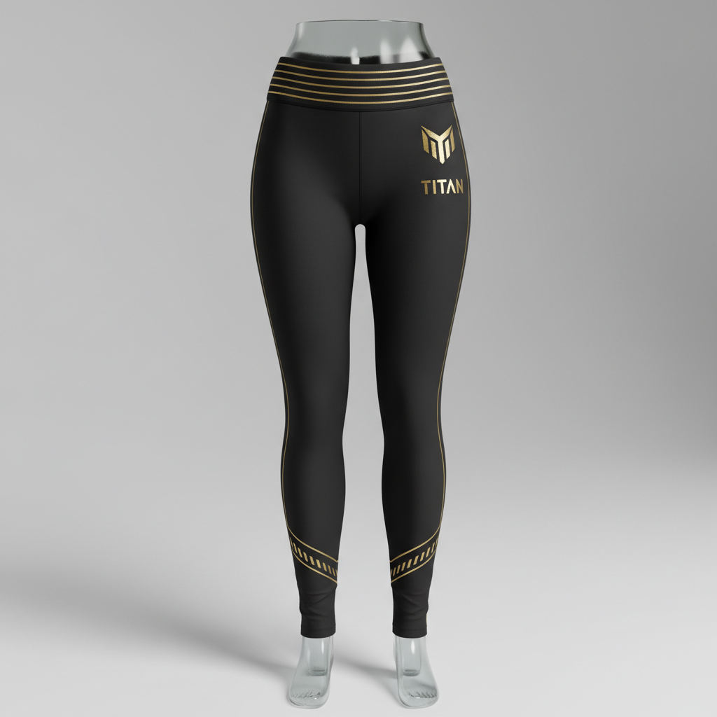 TITAN Women's High-Waisted Leggings - Black with gold logo