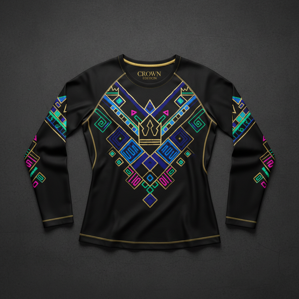 TITAN Women's Neon Yoruba Adire Long Sleeve — Oshun Edition