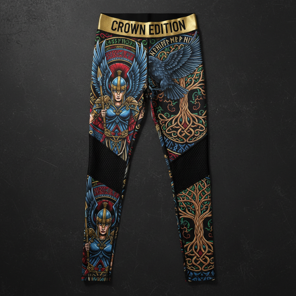 TITAN Crown Edition Tattoo Art Valkyrie Mesh Leggings Women's Athletic Bottoms