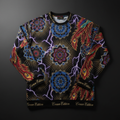 TITAN Crown Edition Tattoo Art Men's Lounge Long Sleeve - bold colorful tattoo artwork on matte black fabric