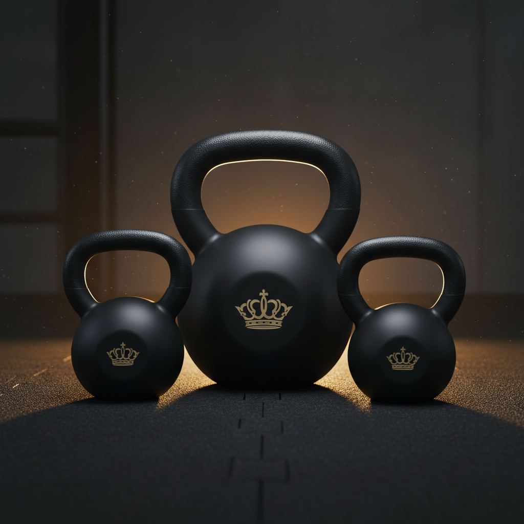 TITAN Kettlebell Trio Set Crown SWAG Edition 3 matte black gold bells