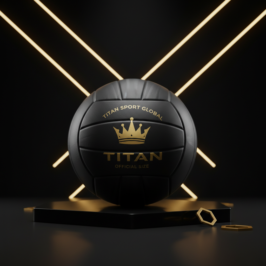 TITAN Volleyball Blackout Crown — matte black with gold crown logo