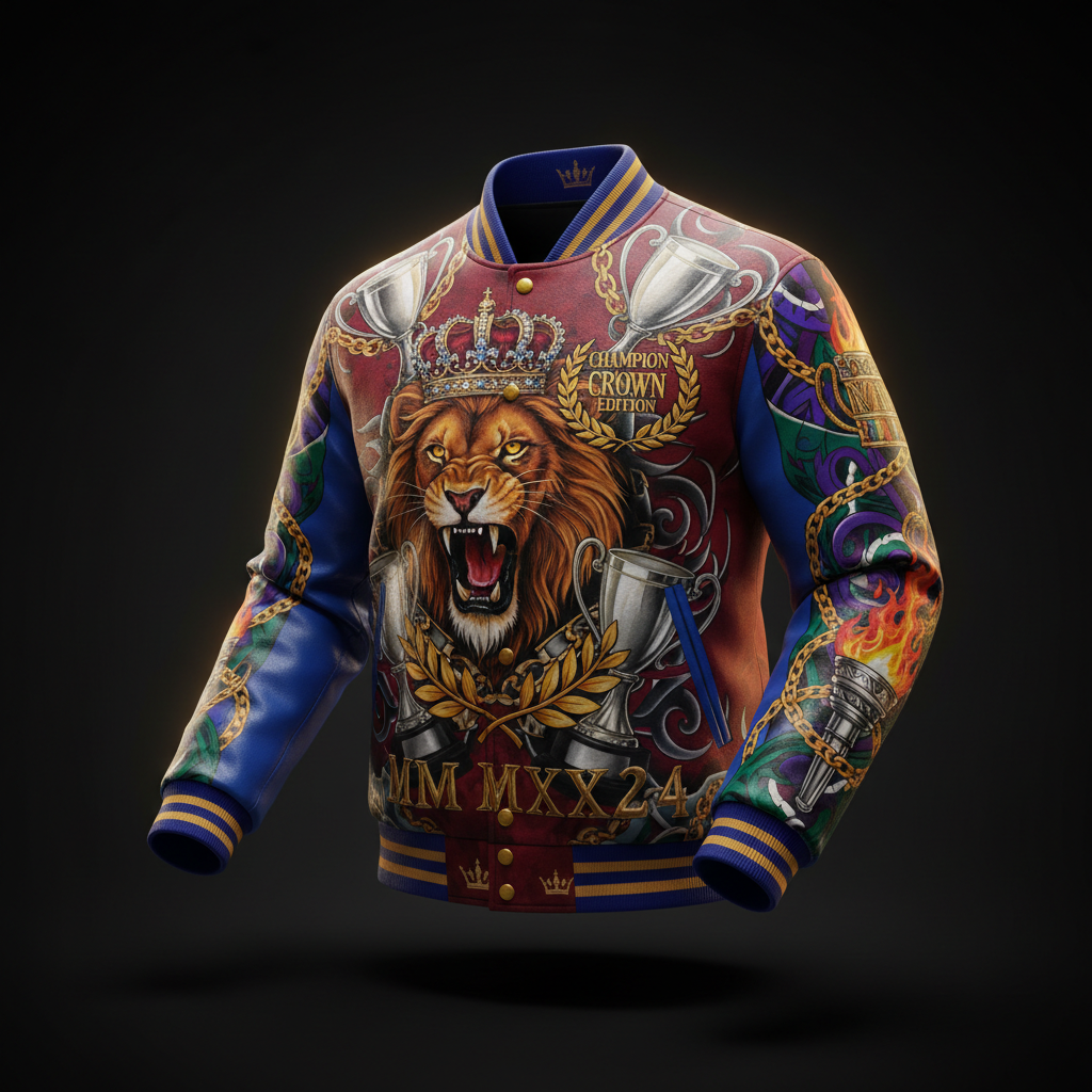 TITAN Men's Varsity Jacket - Lion King Champion Crown Edition Design