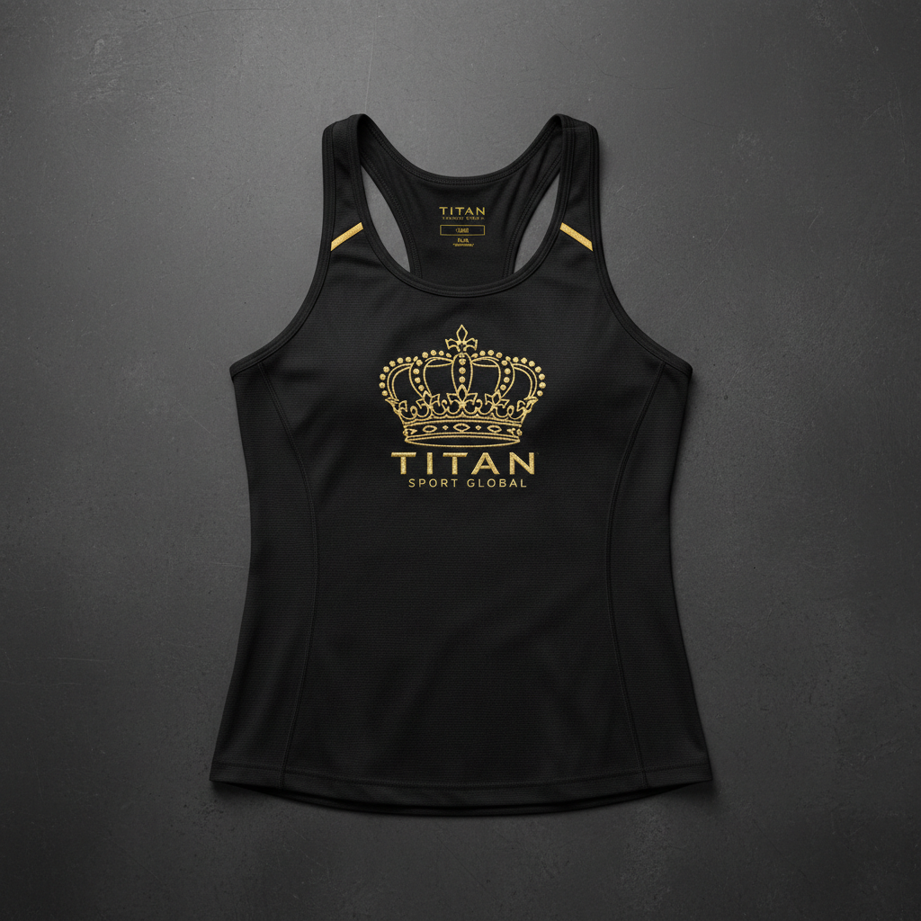 TITAN Women's Midnight Black Crown Tank Top flat lay