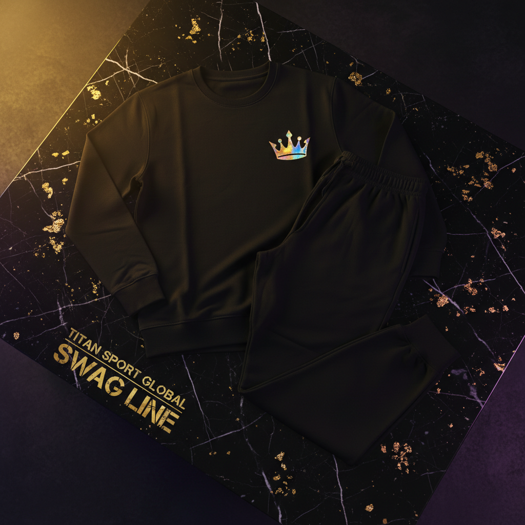 TITAN Men's Crown Loungewear Set SWAG LINE Black Gold