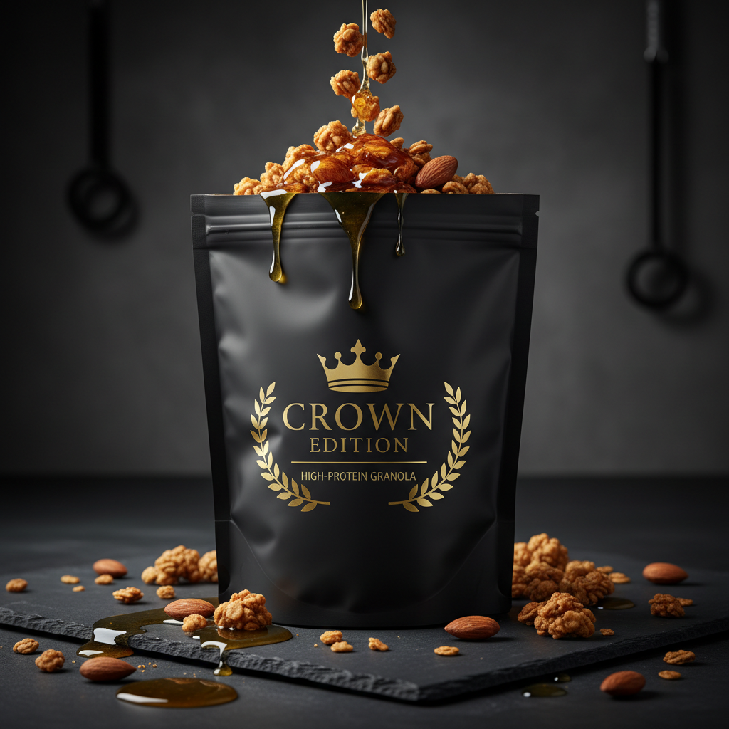 TITAN Protein Granola – Honey Almond Toasted — Crown Edition matte black packaging