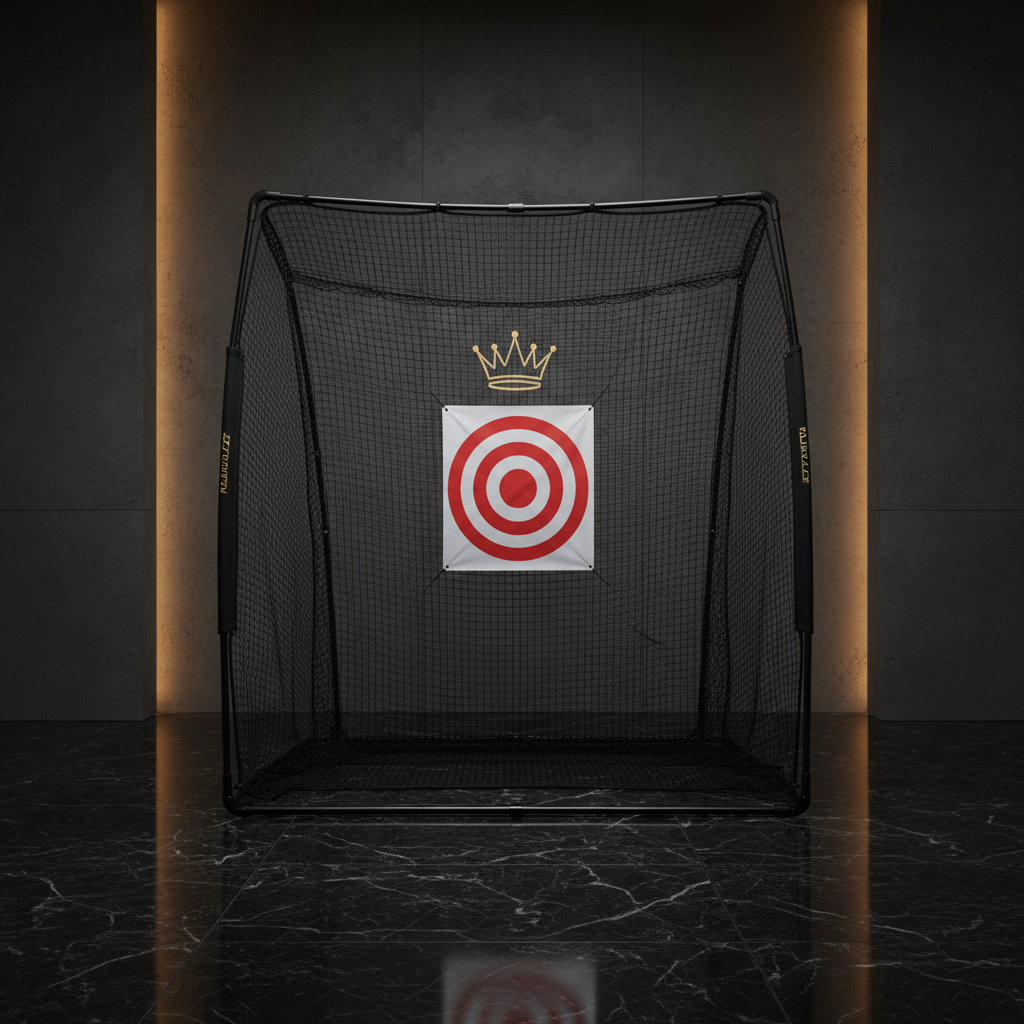 TITAN Golf Practice Net Crown Edition matte black steel frame gold crown logo heavy-duty netting target sheet