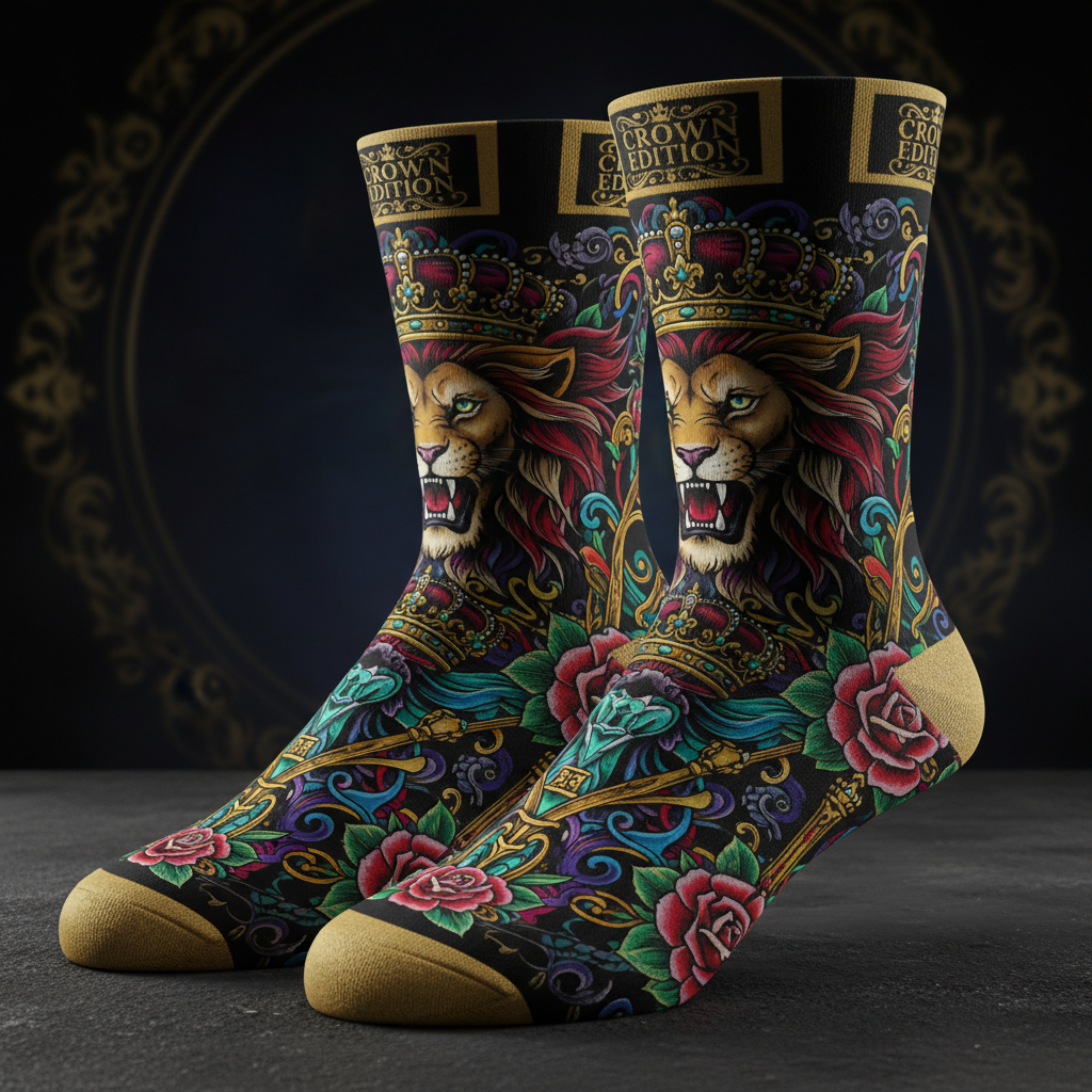 TITAN Crown Edition Tattoo Art Quarter Athletic Socks