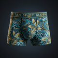TITAN Crown Edition Men's Koi Wave Boxer Briefs — Ocean Teal & Gold