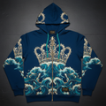 TITAN Men's Ocean Wave Crown Zip-Up Hoodie — Wave King SWAG Edition