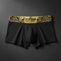 TITAN Crown Edition Men's Boxer Briefs — matte black with gold waistband