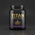 TITAN Whey Protein Powder Galaxy Crown Edition tub flat lay