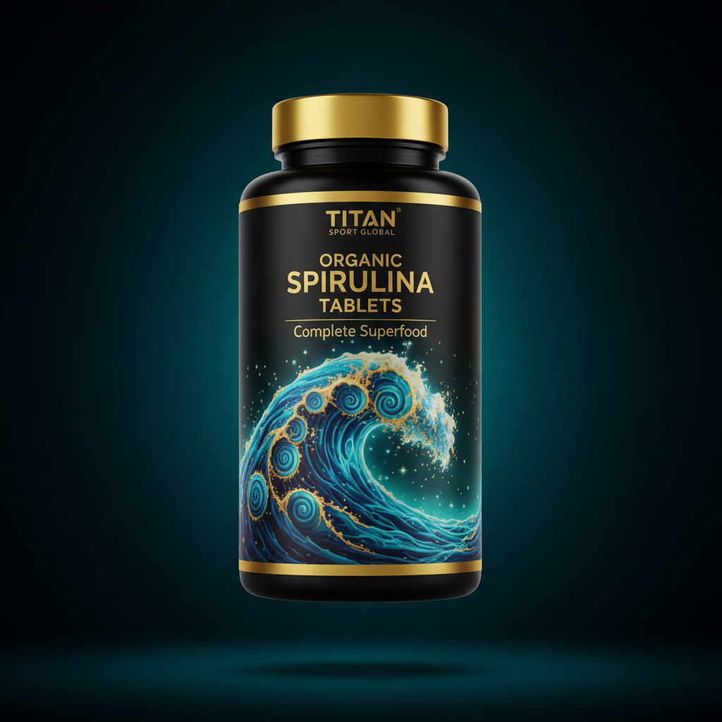 TITAN Organic Spirulina Tablets - Complete Superfood supplement bottle