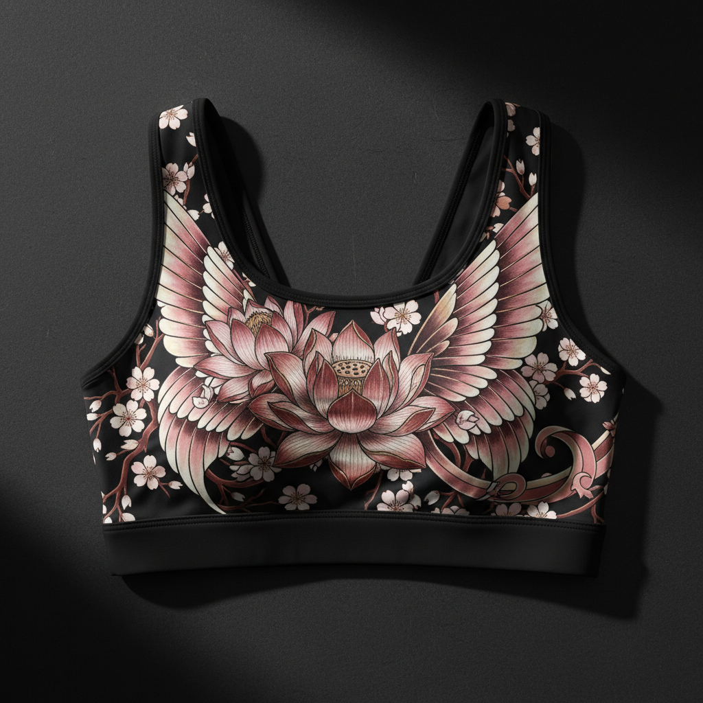 TITAN Crown Edition Women's Sports Bra — Lotus Butterfly Tattoo Art