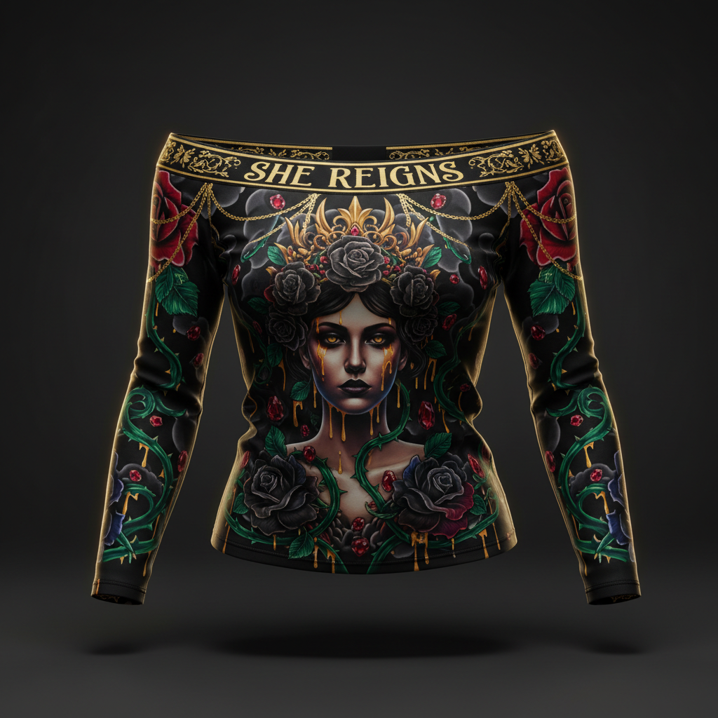 TITAN Women's Off-Shoulder Top - She Reigns Crown Edition Design