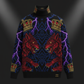 TITAN Crown Edition Tattoo Art Men's Lounge Turtleneck Sweater - bold colorful tattoo artwork on matte black knit fabric