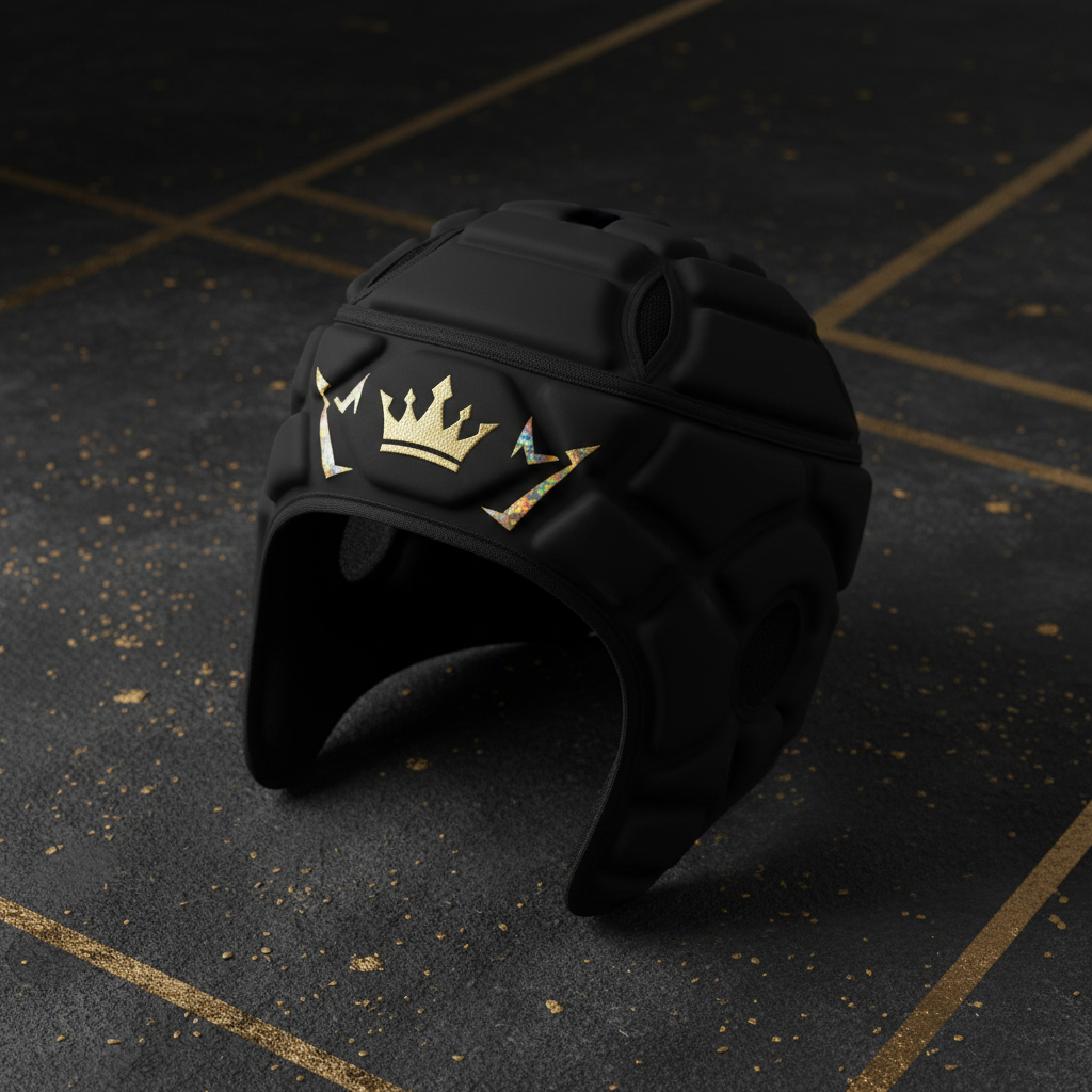 TITAN Crown Edition Rugby Scrum Cap Matte Black Gold
