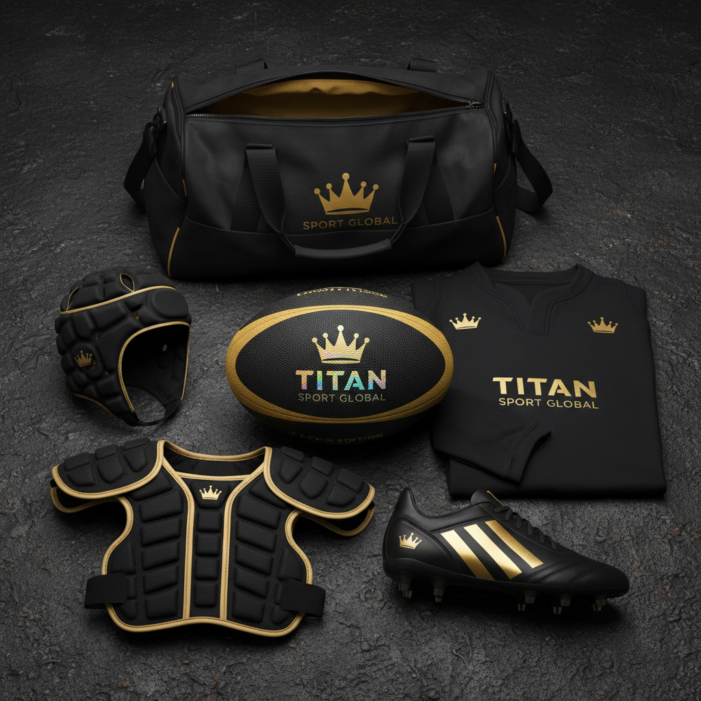 TITAN Crown Edition Rugby Ultimate Bundle Set Matte Black Gold