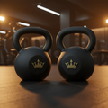TITAN Double Kettlebell Set Crown SWAG Edition matched pair matte black gold