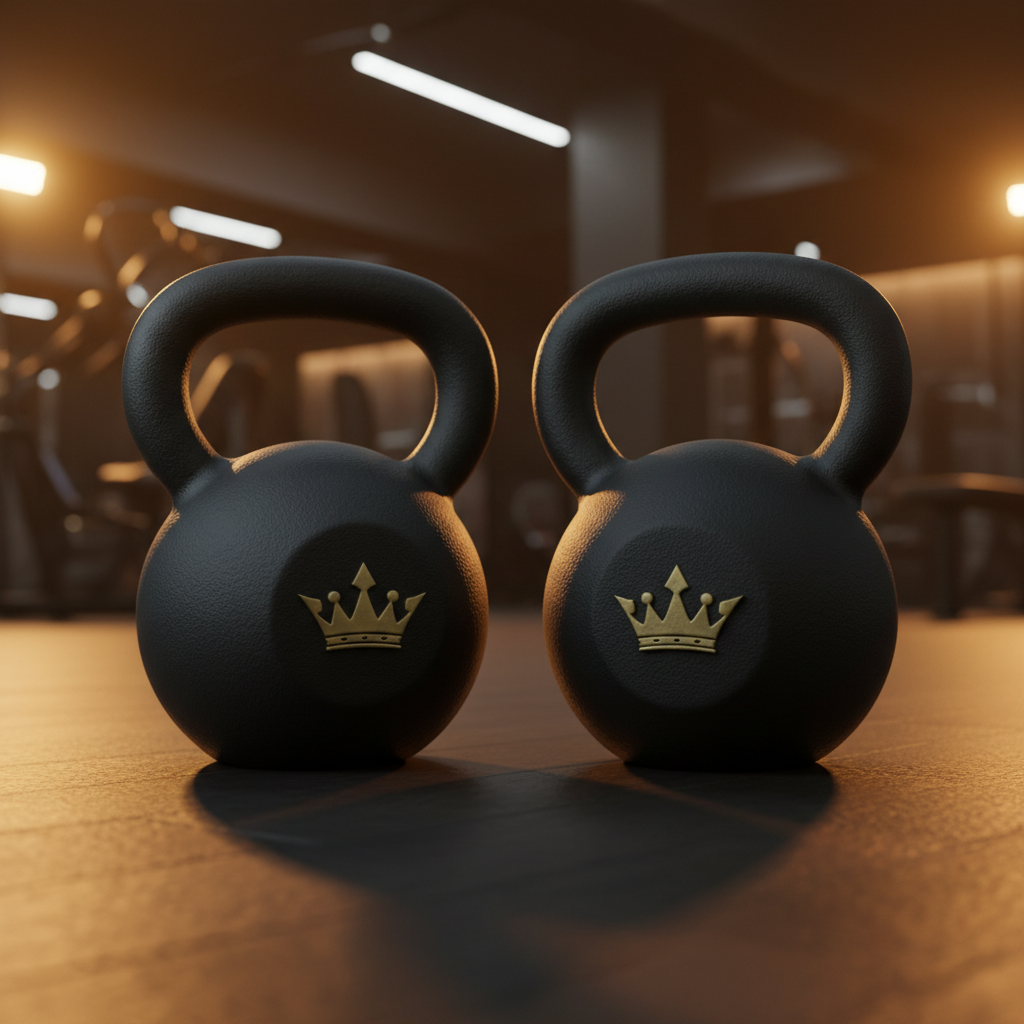 TITAN Double Kettlebell Set Crown SWAG Edition matched pair matte black gold