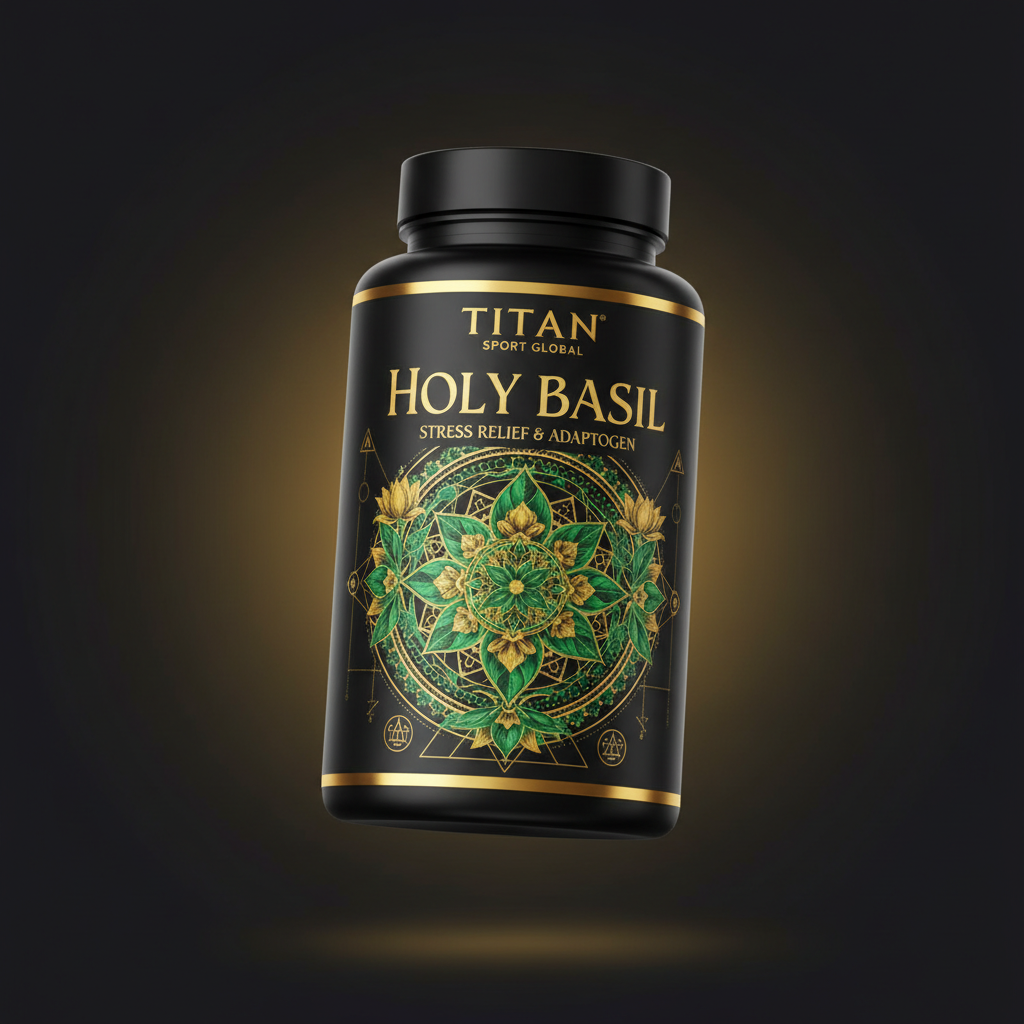 TITAN Organic Holy Basil - Stress Relief & Adaptogen supplement bottle