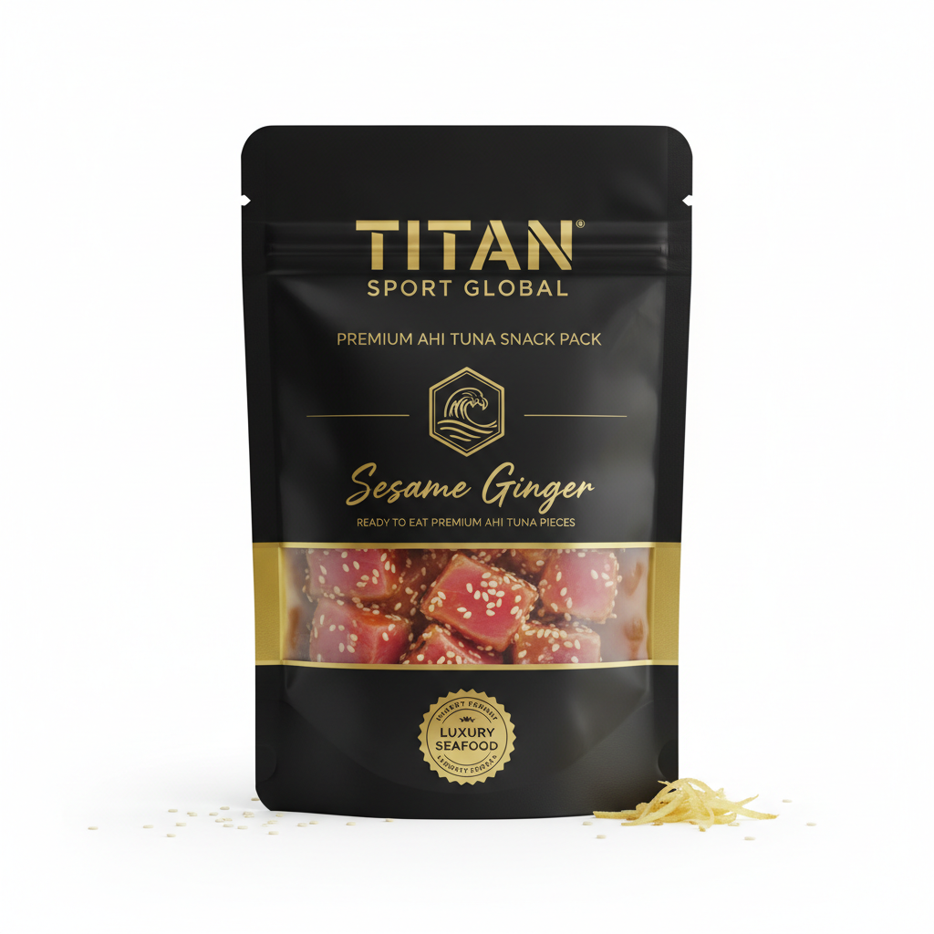 TITAN Ahi Tuna Snack Pack Sesame Ginger — matte black pouch