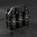 TITAN Crown Edition Rugby Water Bottle Carrier Set Matte Black Gold