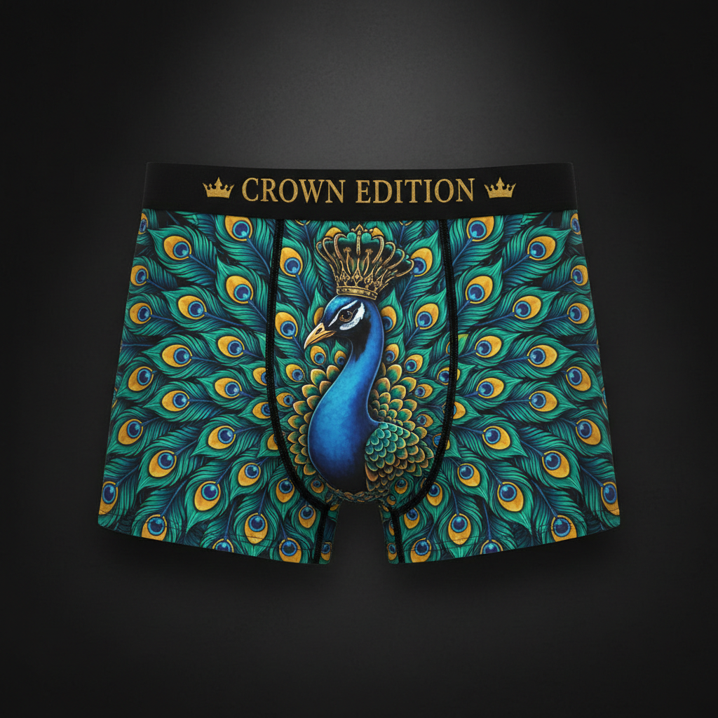 TITAN Crown Edition Women's Cozy Boxer Shorts — Peacock Empress Tattoo Art