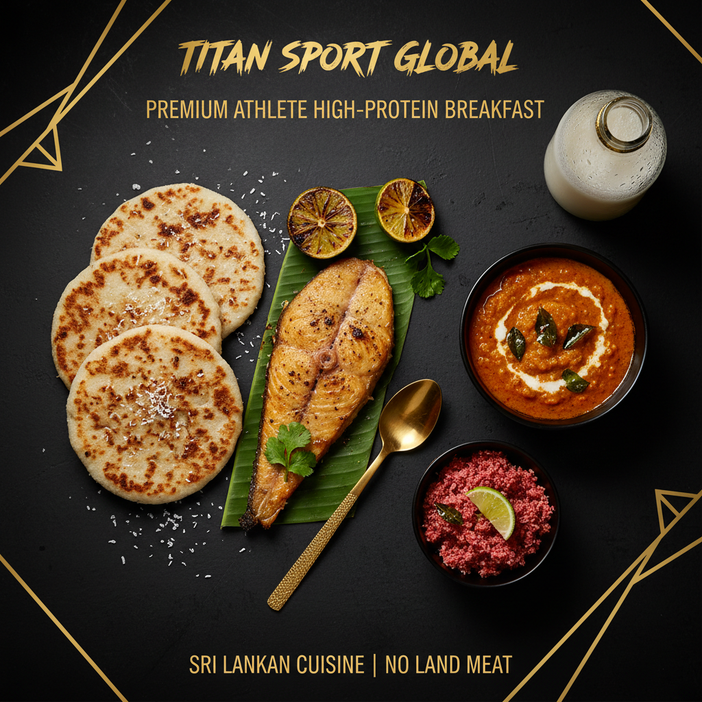 TITAN Sri Lankan Seer Fish Coconut Roti Breakfast meal kit flat lay dark luxury