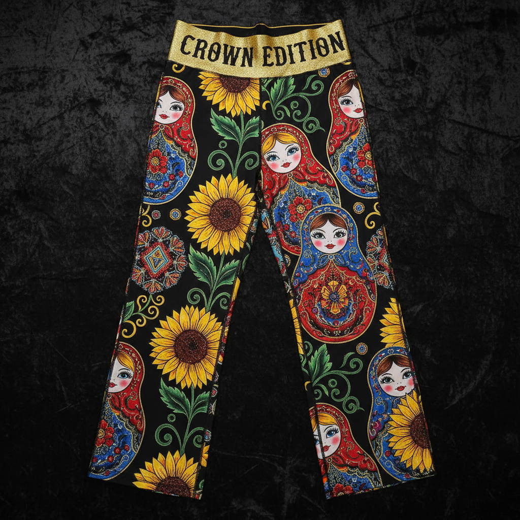 TITAN Crown Edition Tattoo Art Russian Folk Wide-Leg Pants Women's Athletic Bottoms