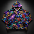 TITAN Crown Edition Tattoo Art Women's Lounge Zip-Up Hoodie - bold galaxy serpent tattoo artwork on matte black fleece
