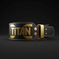 TITAN Weightlifting Belt - Black & Gold Leather Powerlifting Belt
