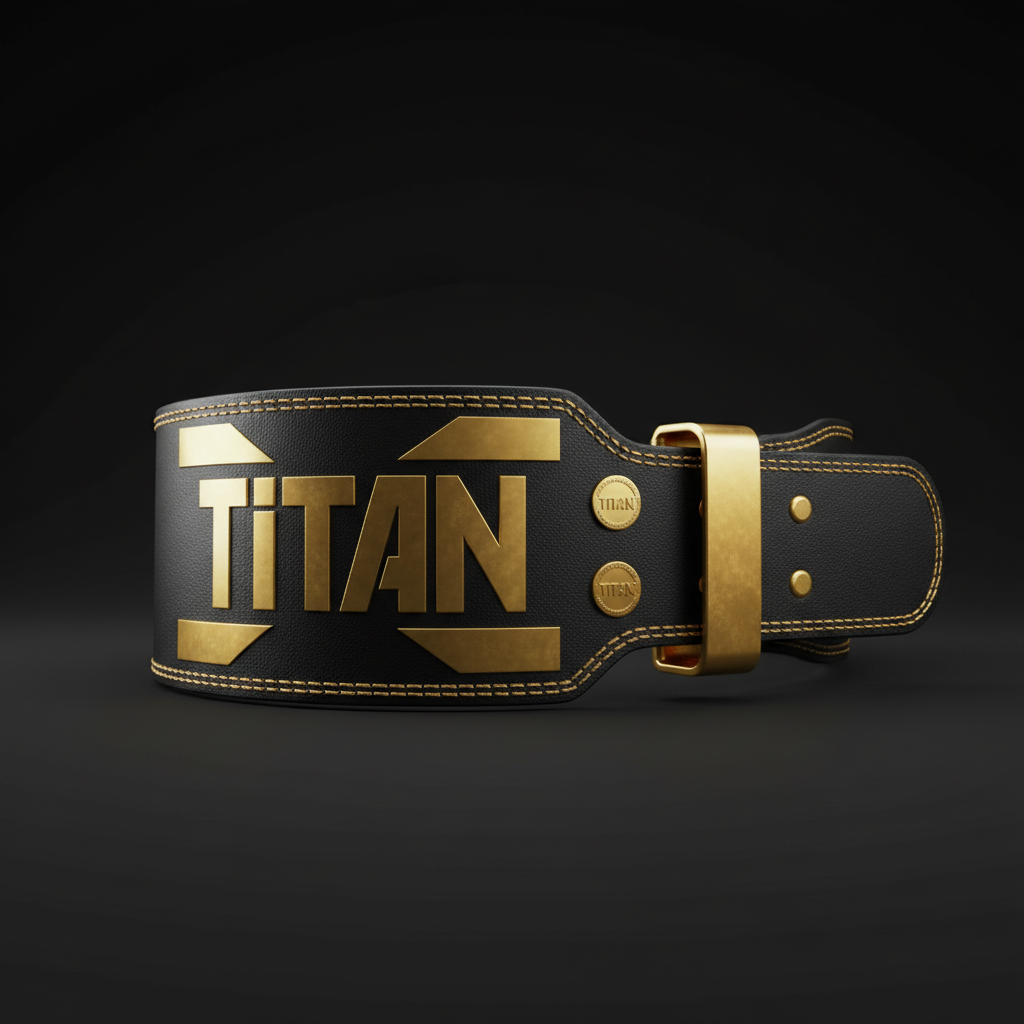 TITAN Weightlifting Belt - Black & Gold Leather Powerlifting Belt