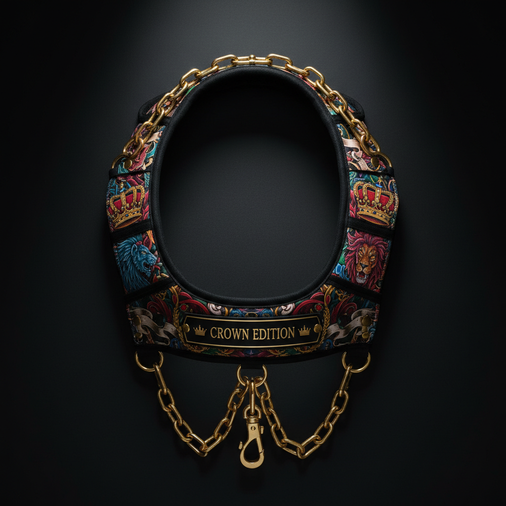 TITAN Crown Edition Neck Harness — Crown Edition matte black and gold