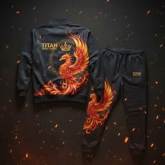 TITAN Crown Edition The Phoenix Rising Tracksuit — Charcoal & Gold Flame