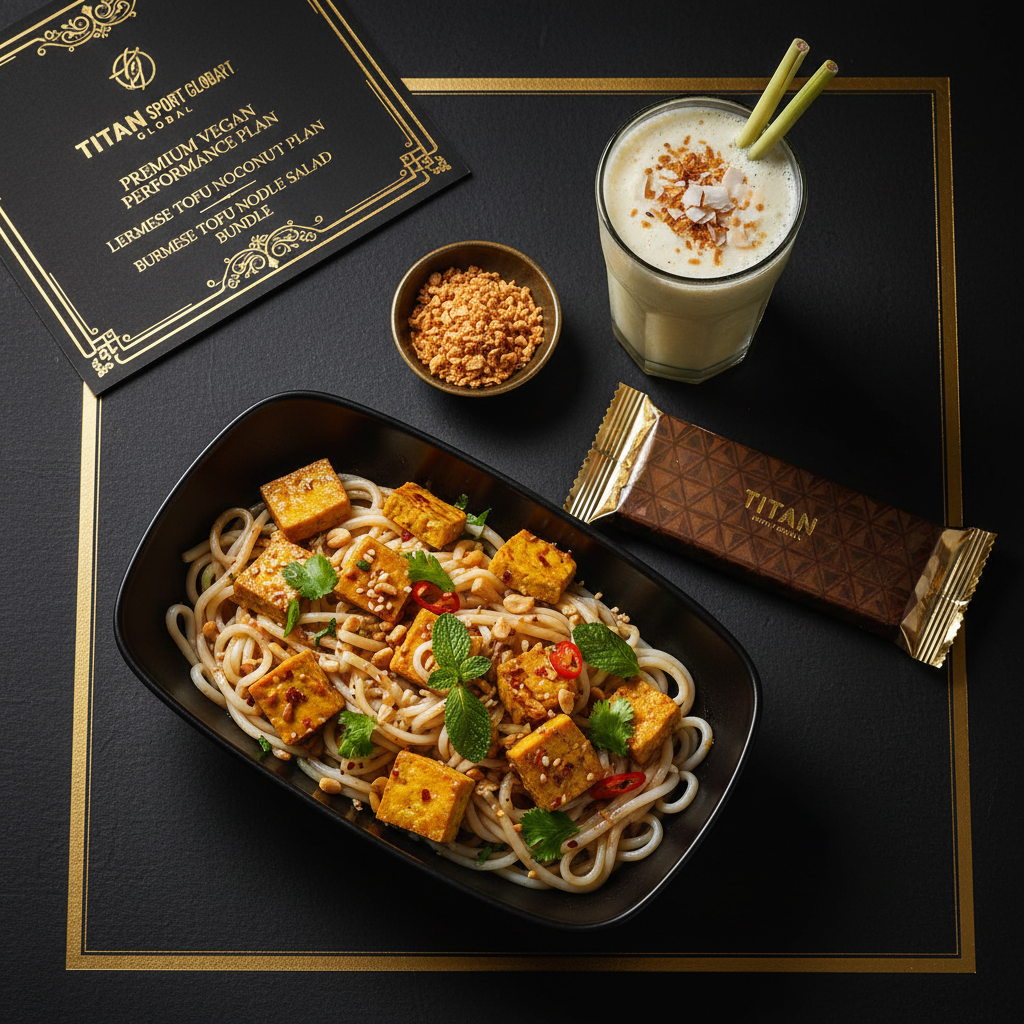 TITAN Crown Burmese Tofu Noodle Salad vegan high-protein weekly monthly meal plan bundle