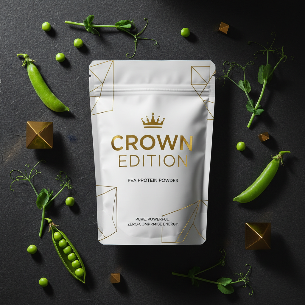 TITAN Pea Protein Powder Unflavored Crown Edition — minimalist flat lay design