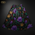 TITAN Crown Edition Tattoo Art Women's Lounge Midi Skirt - bold colorful tattoo artwork on matte black satin fabric