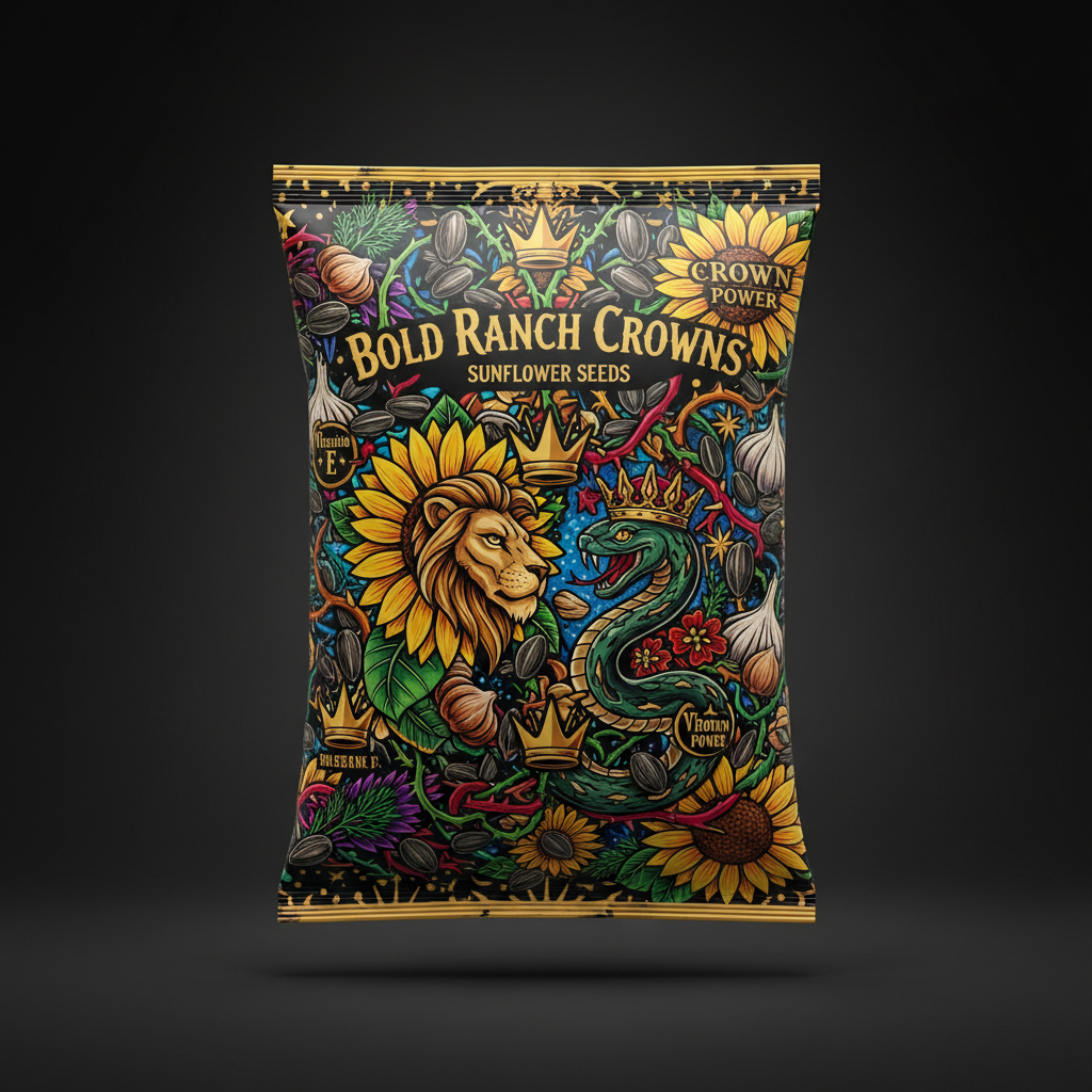 TITAN Roasted Sunflower Seeds Ranch Flavor — Crown Edition bold tattoo-style artwork