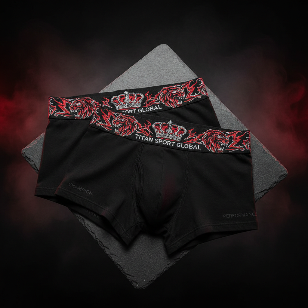 TITAN Men's Boxer Briefs Crown Edition Crimson Silver