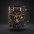 TITAN Classic Logo Mug — Crown Edition bold tattoo-style wraparound artwork