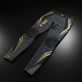 TITAN compression leggings in gray with black and gold accents - storm edition