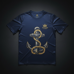 TITAN Men's Everyday Compression T-Shirt — Navy Anchor Crown Edition