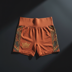 TITAN Women's Everyday Seamless Shorts — Terracotta Sun Feather Crown Edition