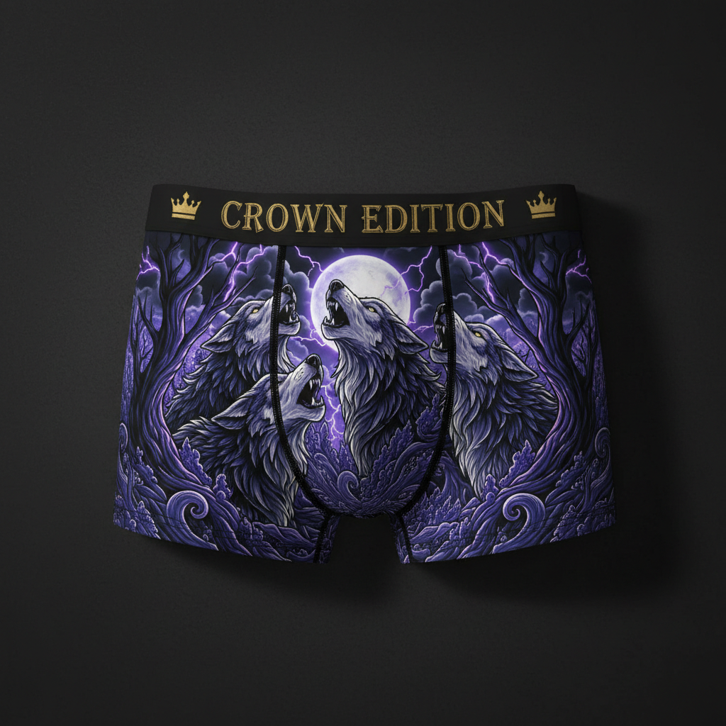 TITAN Crown Edition Men's Boxer Briefs — Wolf Pack Tattoo Art