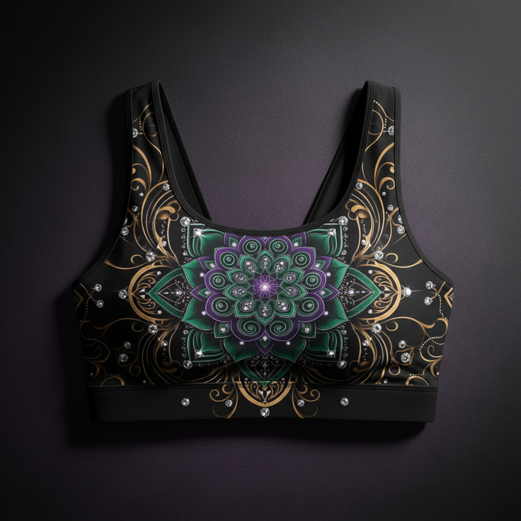 TITAN Crown Edition Women's Sports Bra — Sacred Mandala Queen Tattoo Art