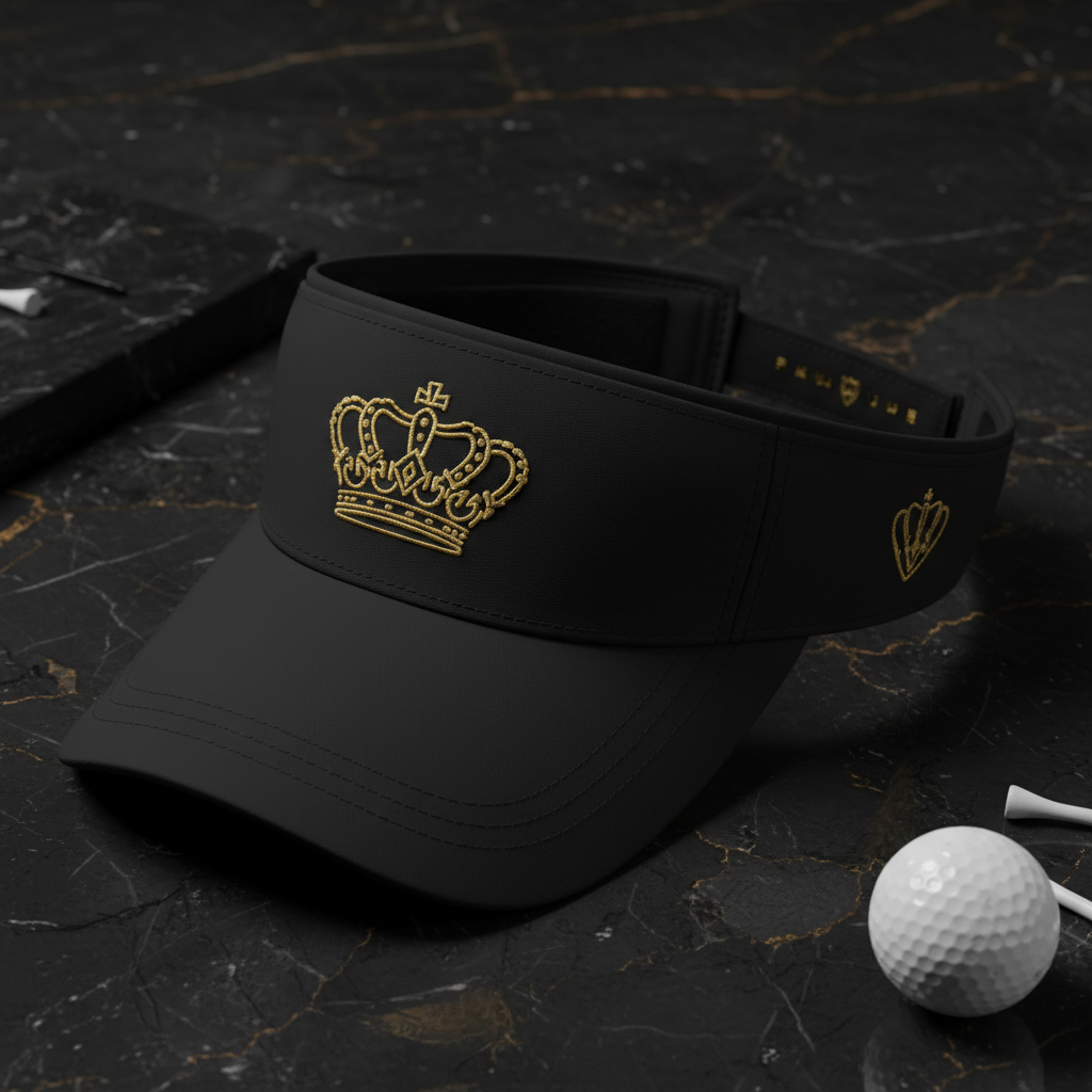 TITAN Golf Visor Crown Edition matte black gold crown embroidery wide brim moisture-wicking performance fabric