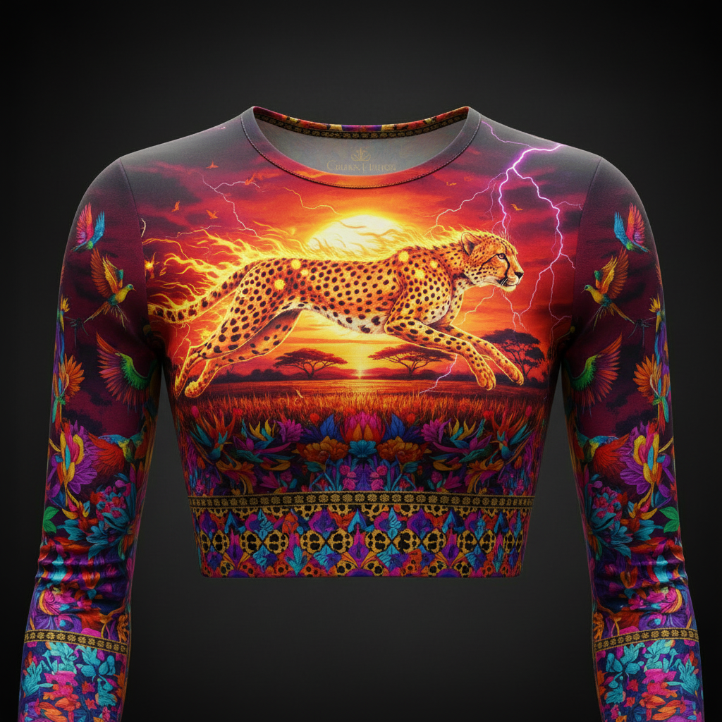TITAN Women’s Neon Cheetah Wildfire Long Sleeve Crop — Savanna Edition